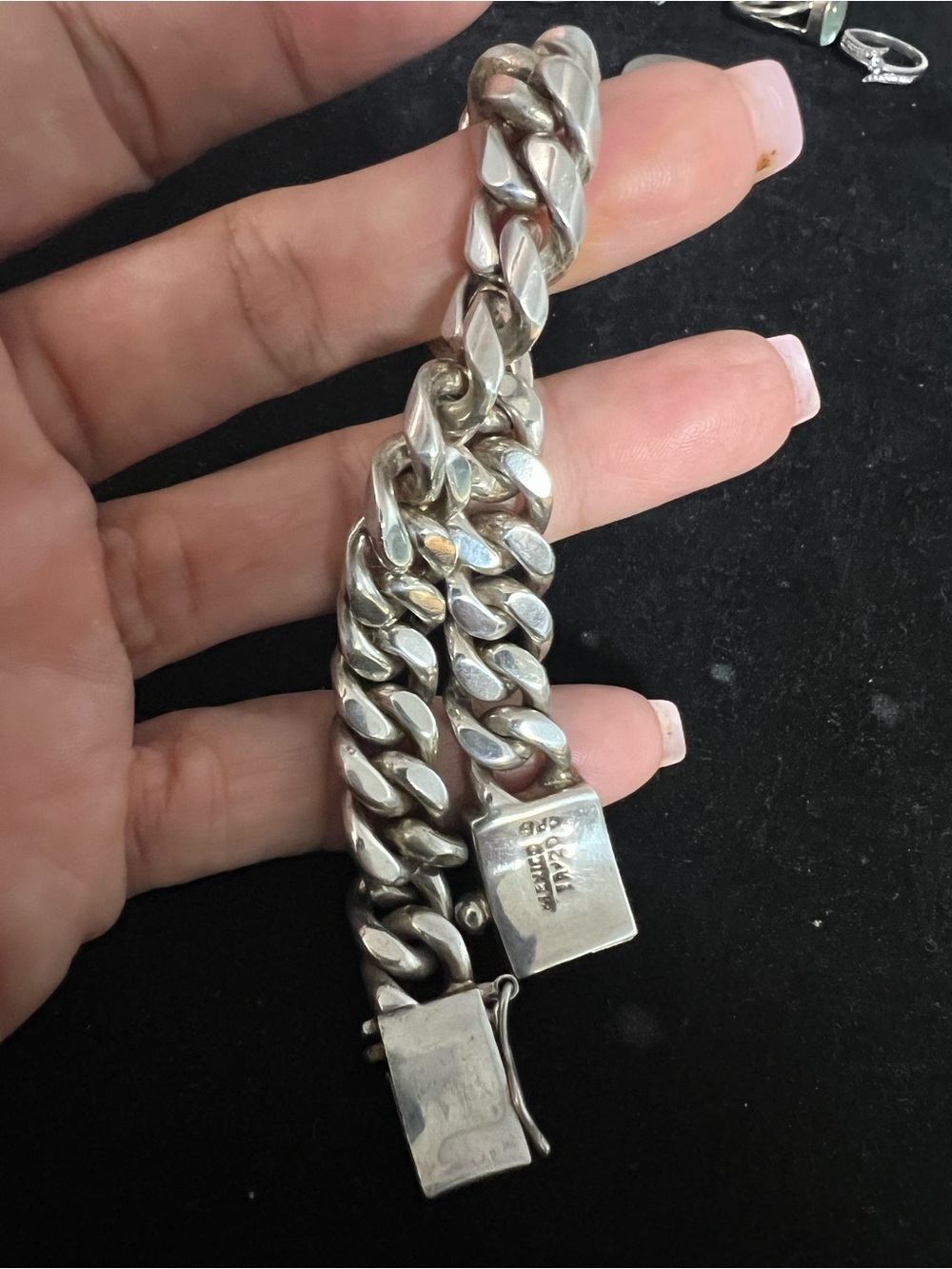 TAXCO 925 STERLING SILVER MENS CUBAN / CURB BRACELET 8in  VERY HEAVY SOLID THICK